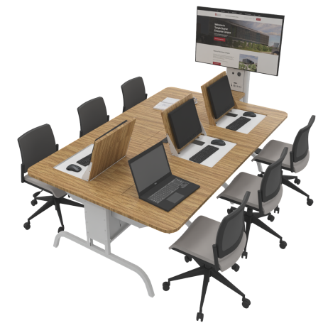 Hideaway Computer Desks with end of table Screen Mount